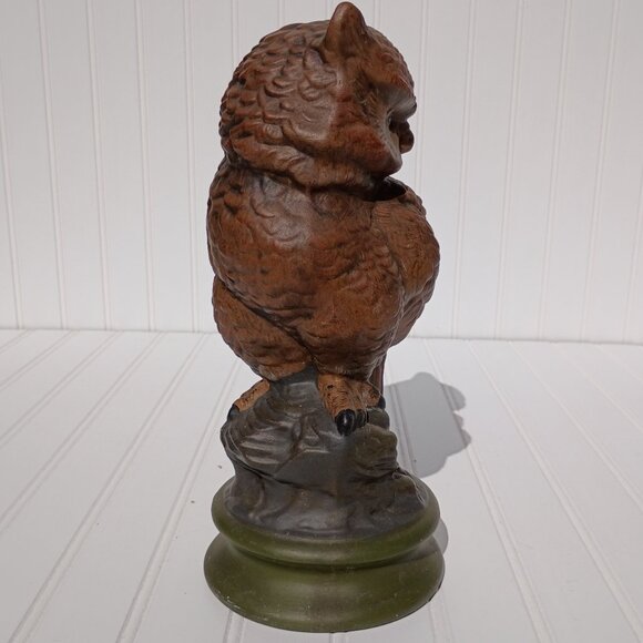 Vintage Great Horned Owl Ceramic Statue Figurine Hand Painted Byron Mold MCM 70s - Picture 6 of 12